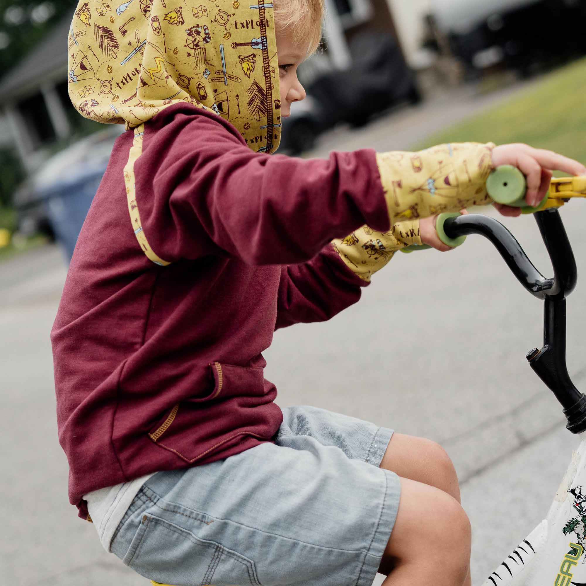 Hoodie chandail bébé enfant Bivouac Bourgogne manches