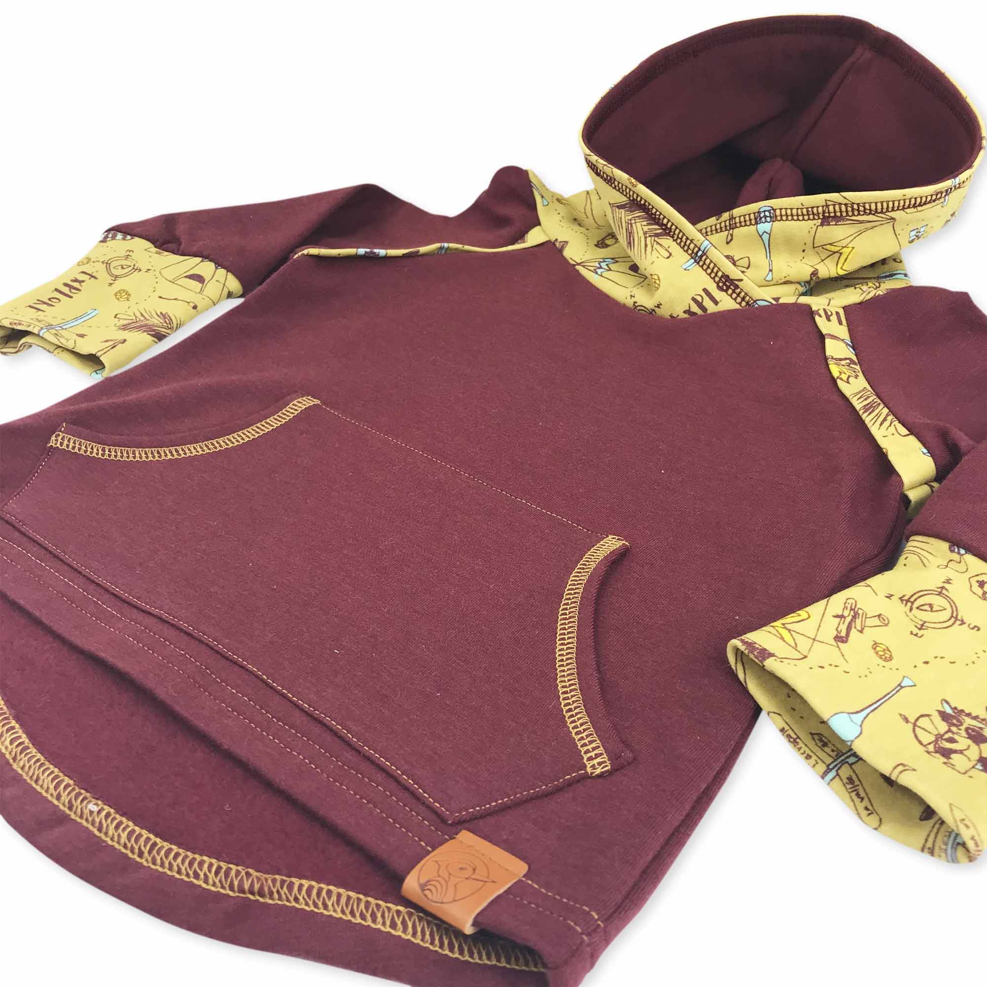 Hoodie chandail bébé enfant Bivouac Bourgogne poches