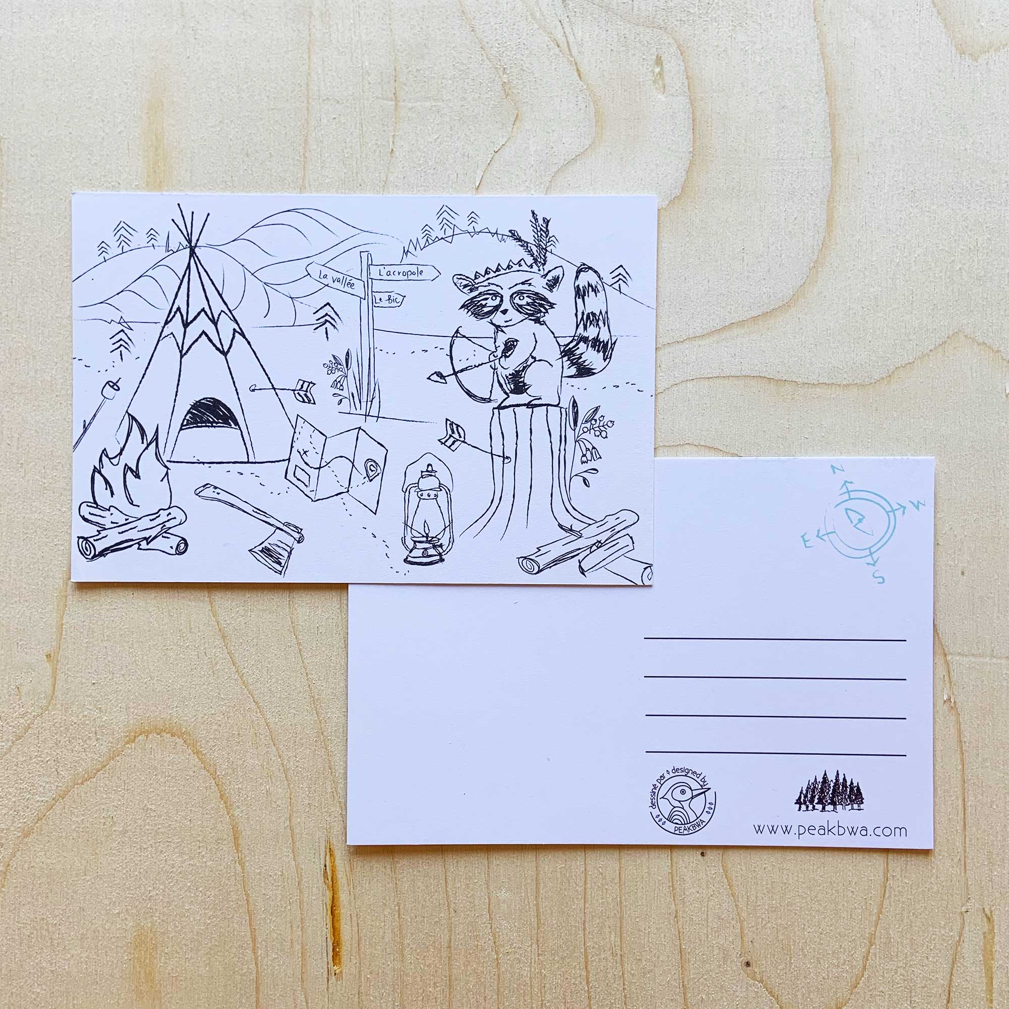 Cartes postales à colorier (paquet de 5) - Peakbwa