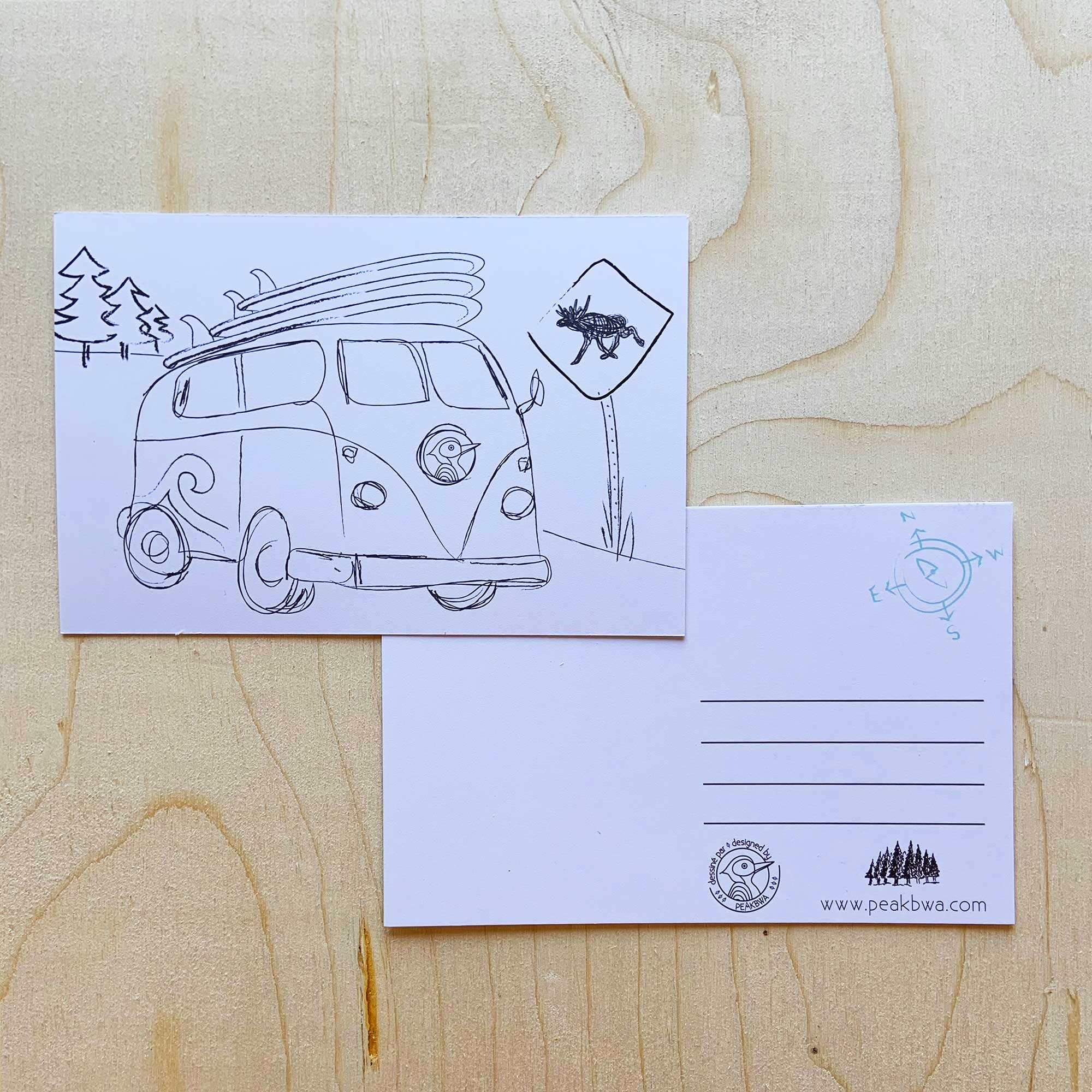 Cartes postales à colorier (unité) - Peakbwa