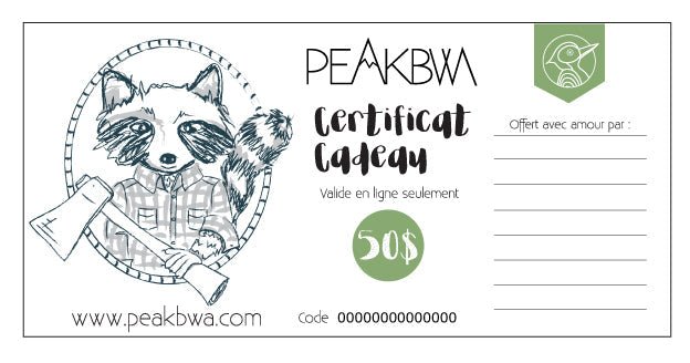 Certificat cadeau - Peakbwa